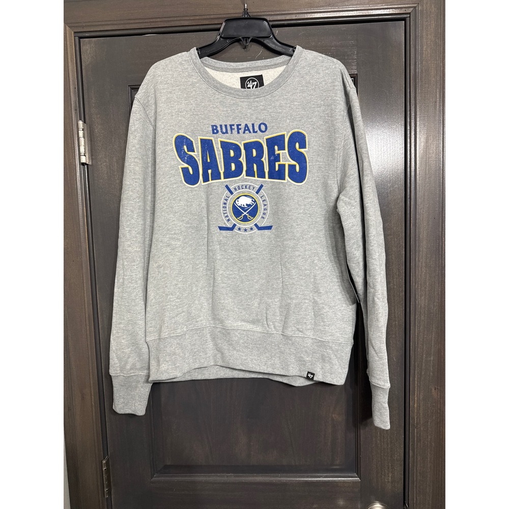 '47 Brand Buffalo Sabres NHL Forehand Crew Sweatshirt Slate Grey‎ Mens Large NEW